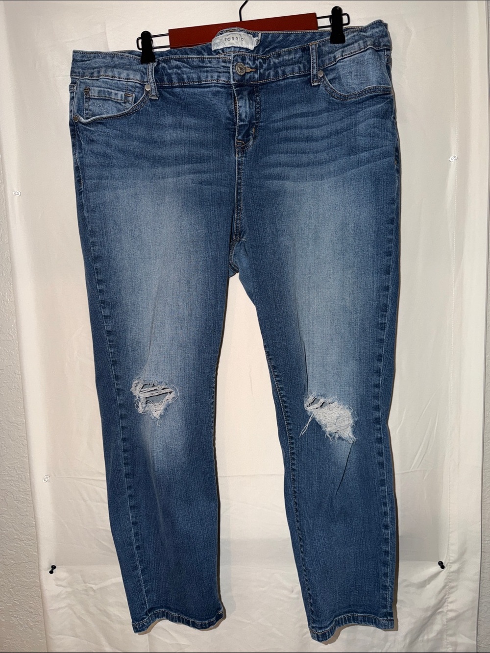 torrid Medium Blue Distressed Skinny Jeans